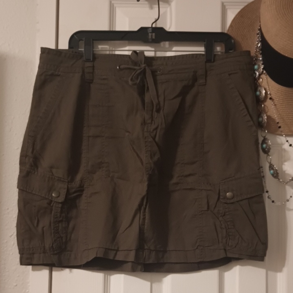 Olive Green Cargo Skirt